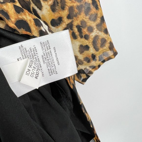 Express Dress Brown Black Leopard Print Long Sleeve Mini V Neck - Picture 8 of 11